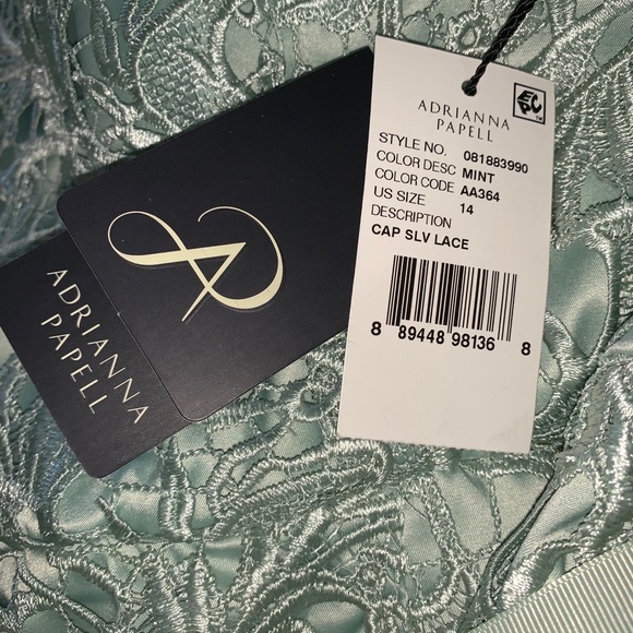 Adrianna Papell Cap-Sleeve Illusion Lace Gown - Picture 3 of 7